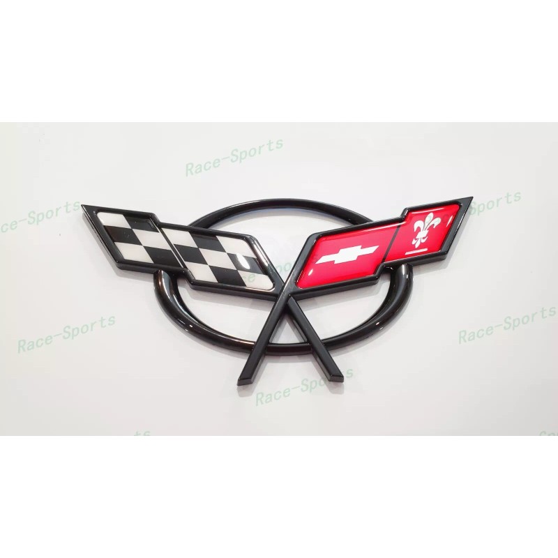AUTO 1PC Black Rear Deck Lid Cross Flags Emblem Badge