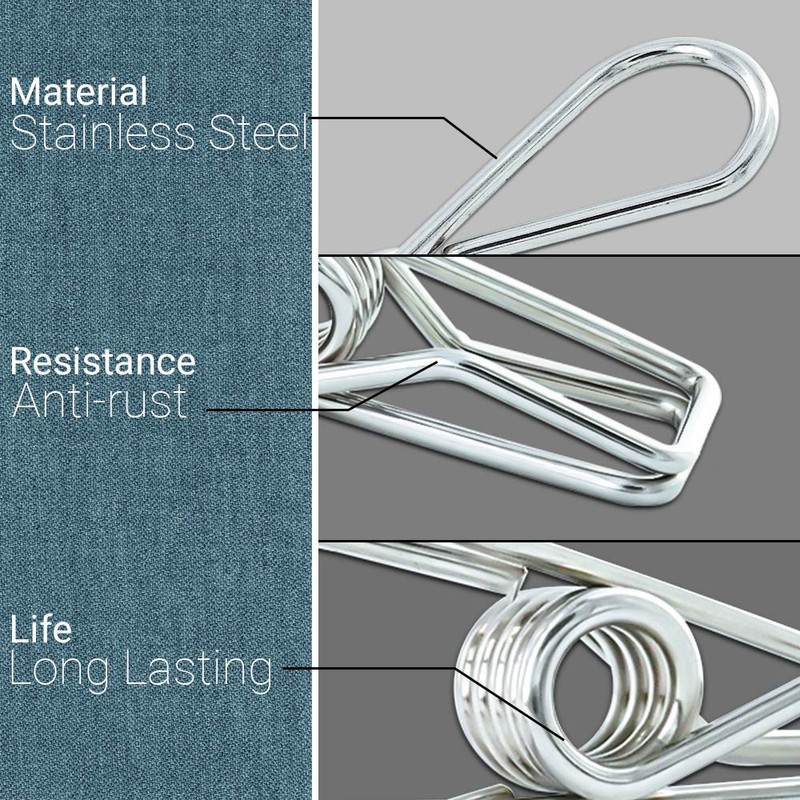 40 Pack Stainless Steel Small Clothes Pins Durable Clothes Pegs