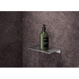 PHOS Design Shower Shelf 20 cm Wide Brushed Stainless Steel Secure Screw Connection Bathroom Shelf Toilet Shelf