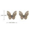 YOQUCOL Butterfly Shape Light Grey Crystal Golden Pierced Stud Earrings