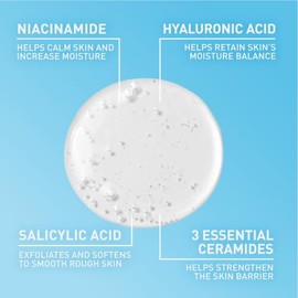CeraVe SA Limpiador Anti-Rugosidades, para Piel Seca en Rostro y Cuerpo, con Ácido Salicílico, Ácido Hialurónico y 3 Ceramidas Esenciales, Elimina Imp