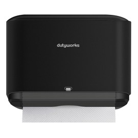 DUTYWORKS Paper Towel Dispenser Wall Mount, Multifold Paper Towel Holder Adhesive Hand Towel Dispenser for Bathroom Kitchen Commercial, Black