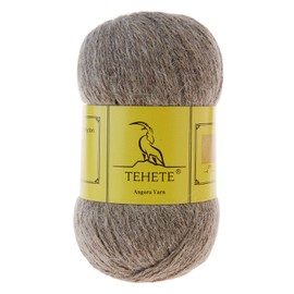 TEHETE Angora Wool Yarn for Crocheting Soft Luxurious Fuzzy Chunky Angora Rabbit Hair Knitting Yarn(Tan,3Balsl)
