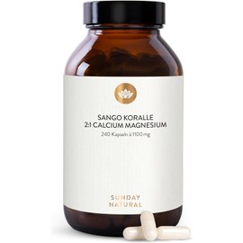 SUNDAY NATURAL Sango Sea Coral Capsules - 240 Capsules - 660mg Calcium High Dose & 330mg Magnesium in 2:1 Ratio - Premium Sango Coral from Japan - Laboratory Tested, No Other Additives