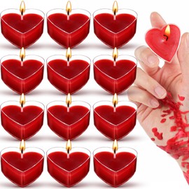 Tisancy 12 Pcs Low Temperature Candles Wax Play Low Heat Wax Gift Rose Scented Candles for Lovers Couples Wedding Favors, Home Decor, Red Heart