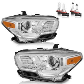 KarSpareHub Headlights Assembly W/Bulbs for 2016-2023 Toyota Tacoma (Fits Models w/o Factory LED DRL Only) Headlamp Replacement Left + Right Side