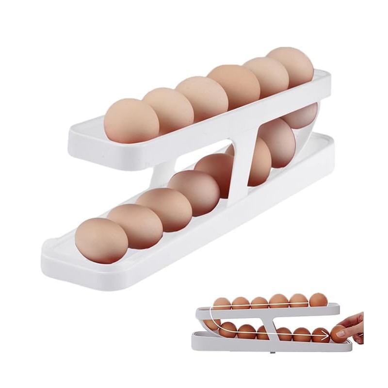 YaLiyA Egg Holder For Refrigerator Automatically Rolling Egg Storage Container