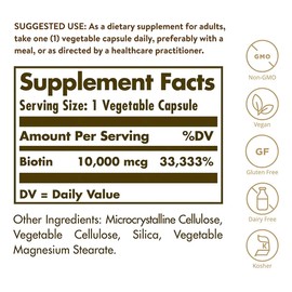 Biotina 10,000mcg (120 Capsulas Veganas) Solgar Hecho En Usa Sabor Sn