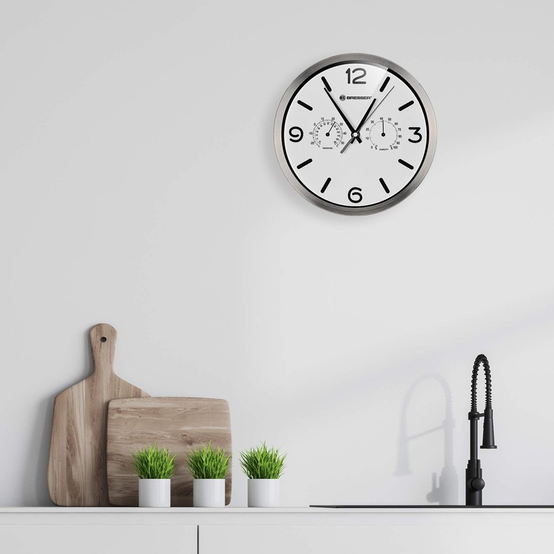 Bresser MyTime ND Radio Controlled Wall Clock, Thermo-Hygro with Silent