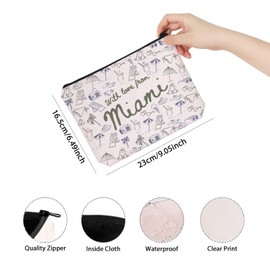 TSOTMO Miami Bachelorette Makeup Bag Beach Lover Summer Vacation Beach Bridal Party Gift for Sister (with Miami Bag CA)