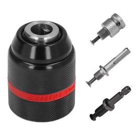 1.5-13 mm Keyless Drill Chuck, Red Striped All-Metal Chuck, with SDS Adapter, with 1/2 Key Sleeve, SDS Shank, 1/4 Hex Shank, Professional Hardware Tools