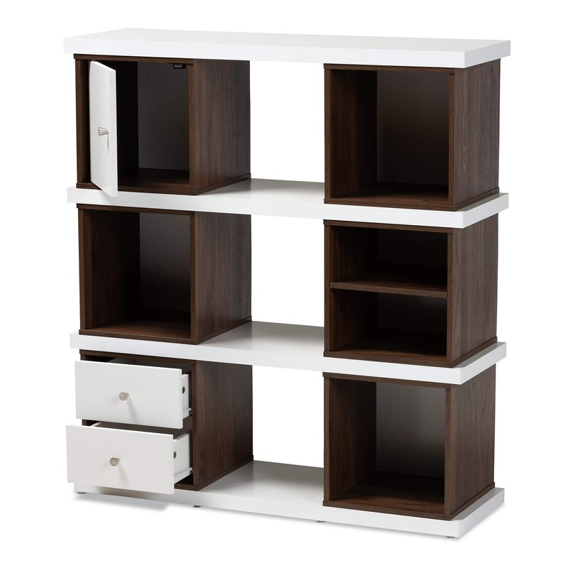 Baxton Studio Bookcases, White/Walnut
