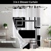Vostolaiv No Hook Shower Curtain Black Geometric Shower Curtains with