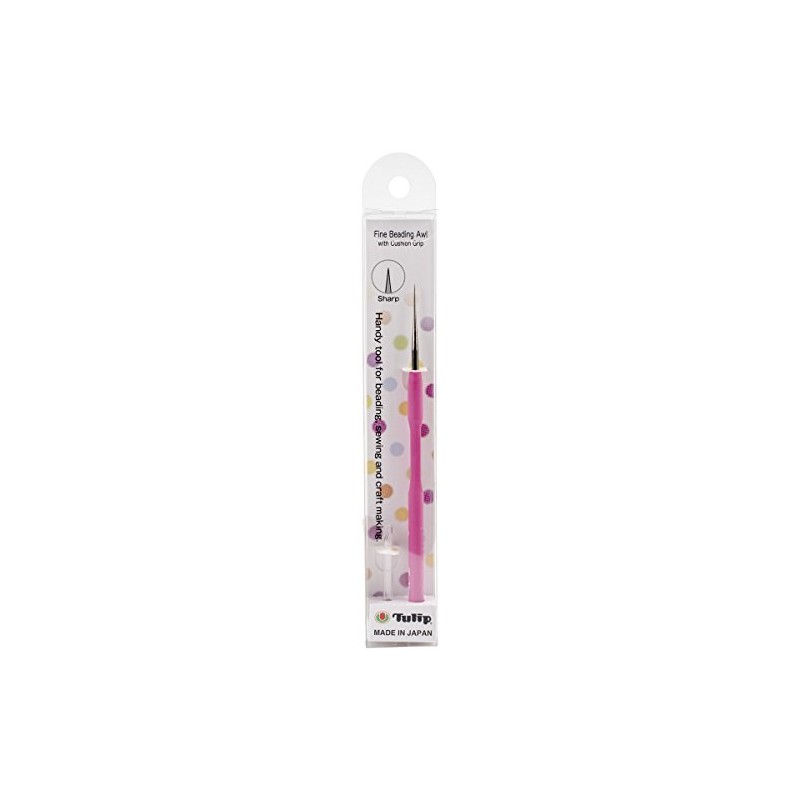 Tulip Needle Company Fine Beading Awl with Cushion Grip, Pink,