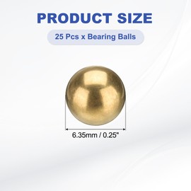 sourcing map 25 Pcs Bearing Balls, 1/4" 6.35mm Precision H65 Brass Bearing Balls Industrial Brass Ball Spheres for Machinery, Automotive, and DIY