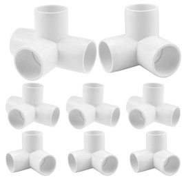 SDTC Tech 3/4" PVC Fitting Kit Furniture Grade Pipe Elbow Connector for DIY PVC Shelf Garden Support Structure Storage Frame, White (4x 4 Way + 4x 3 Way)