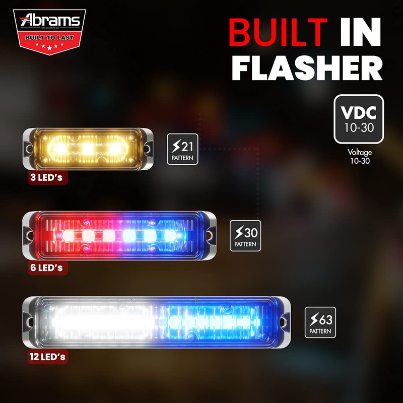 Abrams Flex Series (Amber/White) 18W - 6 LED Snow Plow