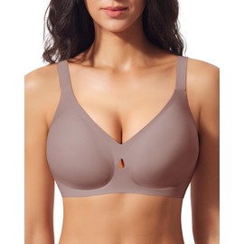 SINFLA Womens Wireless Bra No Underwire Comfort Seamless Bras Buttery Soft Bralette Full Coverage Everyday Bra (Coffee,Small)