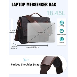 RAVUO Messenger Bag for Men,Water Resistant Canvas Satchel 15.6 Inch Laptop Briefcases Business Shoulder Crossbody Bag