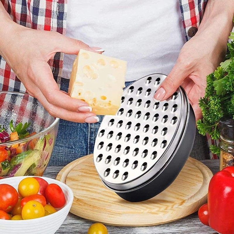 Kettion Cheese Grater with Airtight Storage Container,Cheese Shredder&Vegetable Grater(2-in-1)，Box Grater
