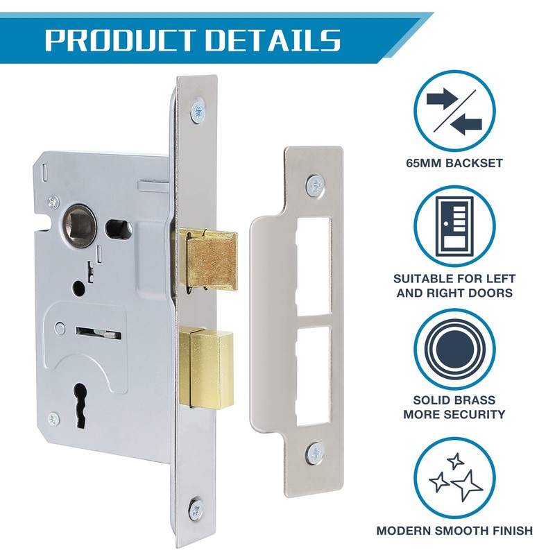 DIDA® 3 Lever Mortice Sashlock Polished Chrome Mortice Locks Sashlocks