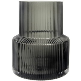 Glass Vases for Decor, Flower Vase, Ribbed Glass Vase, Modern aAesthetic Decor Vases, Vases for Table Centerpieces for Dining Room, Glass Vase for Bookshelf, Dinner Table, Indoor Office Desktop