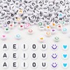 Xilitata 600Pcs Flat Round Vowel Letter Beads 7x4mm with A