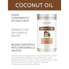 velona Coconut Oil 92 Degree 32 fl oz | 100% Pure and Natural Carrier Oil | in jar | Refined, Cold pressed | Skin, Face, Body, Hair Care | Use Today - Enjoy Results