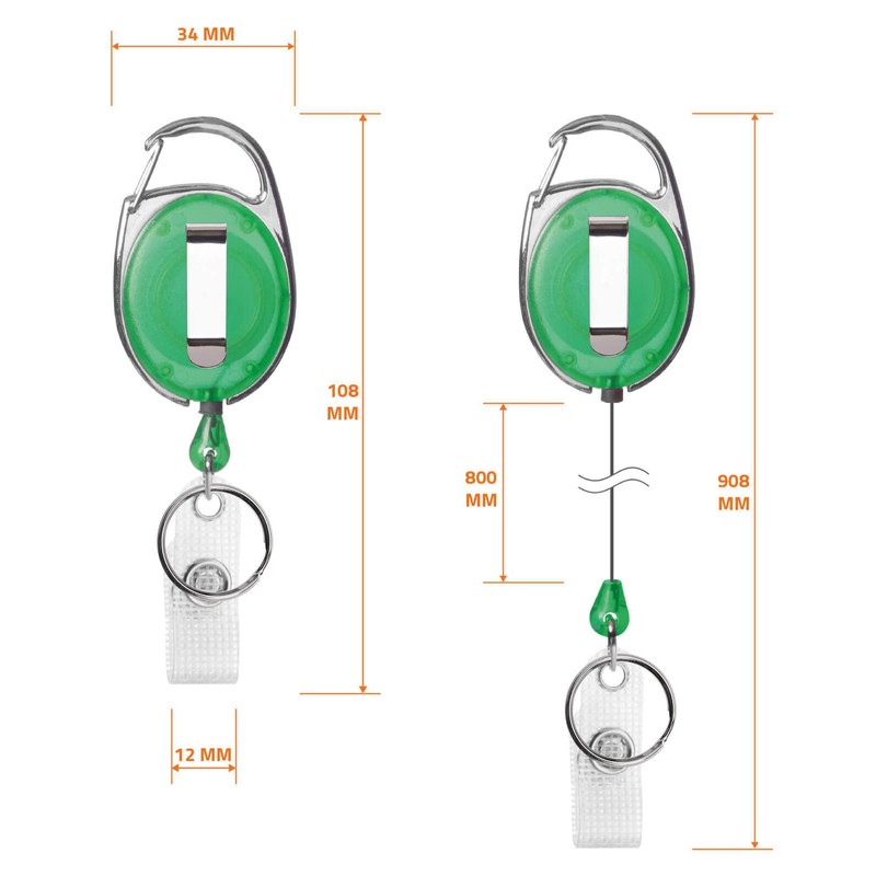 Karteo Yo-yo ID Card Holder Extendable Green [Pack of 1]