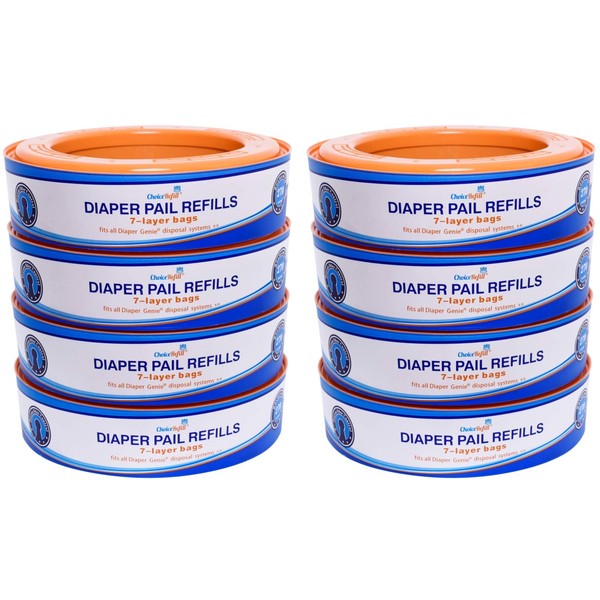 ChoiceRefill Compatible with Diaper Genie Pails, 8-Pack, 2160 count