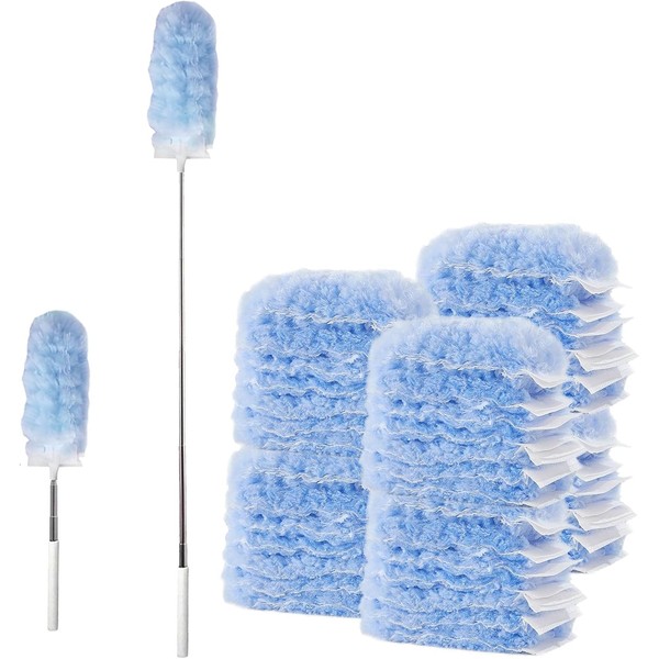 30PCS Fluffy Duster Refills with Extendable Handle – 360° Disposable