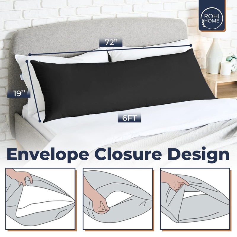 Rohi Bolster Pillow Cases - Soft & Breathable Polycotton Long
