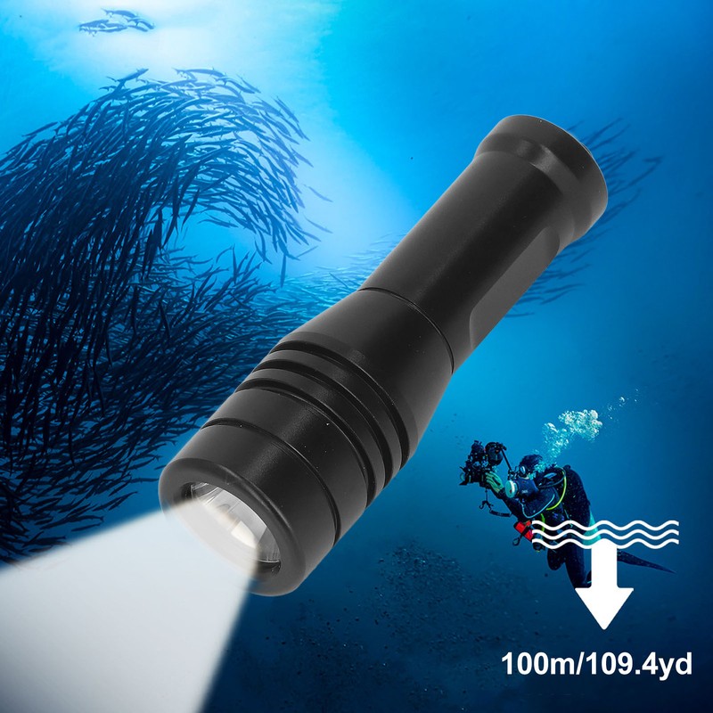 LED Diving Flashlight Aluminium Alloy IPX8 Waterproof White Light 800LM