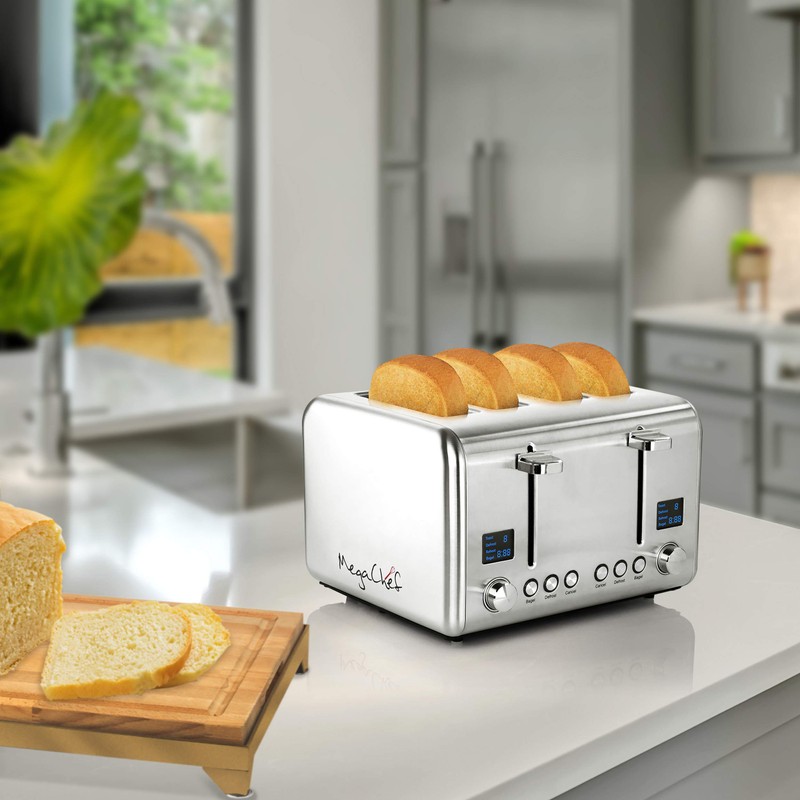 Megachef 4 Slice Toaster in Stainless Steel Silver