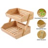 FUKWUNTO Fruit Basket Bamboo 3 layer drainage rack, Double-layer Assembled