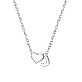 PROSILVER Tiny J Initial Necklace Womens Cute Jewelry Sterling Silver Chain Letter Pendant Necklace