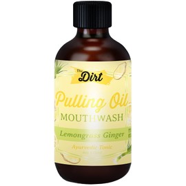 THE DIRT Oil Pulling Mouthwash - Gluten Free - Removes Plaque, Tartar, Bad Breath & Whitens Teeth (Lemongrass & Ginger, 4 Ounce)