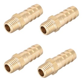 sourcing map Brass Metric Male to Barb Hose Connector 10mm x M10 x 1.25 (Pack of 4)