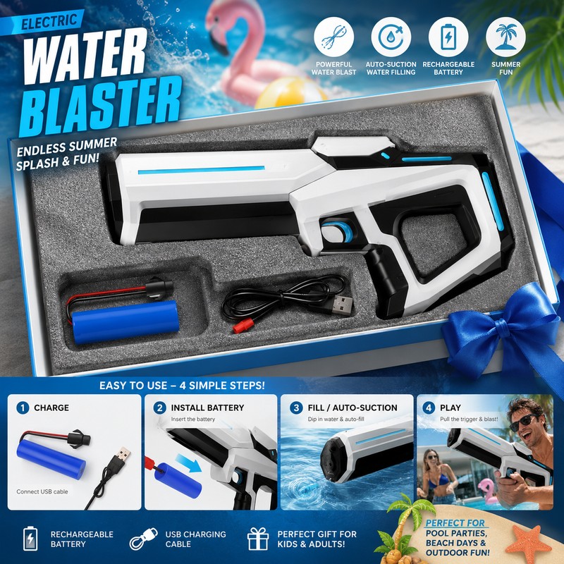 Electric Water Gun for Summer Outdoor Play – Rechargeable Automatic