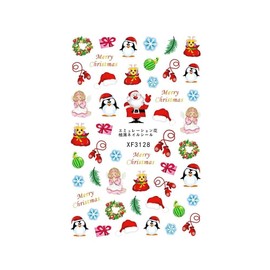 Generic Christmas Nail Sticker Santa's Sleigh Reindeer Ornament Wreath Candy Tree Xf3128 Nail Wraps Stickers Manicure Supplies for Women Nails Full Long Lasting Easy Apply and Remove