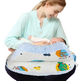 MUYFIO Nursing Pillow for Breastfeeding - Breast Feeding Pillow for More Support with Comfortable Cotton Material Removable Cotton Cover, Adjustable Waist Strap, Security Fence for Baby Boy and Girl