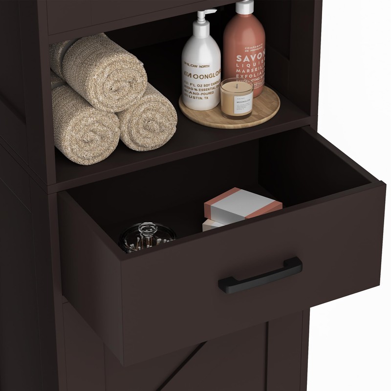 Homhedy 67" H Tall Bathroom Storage Cabinet with 2 Barn