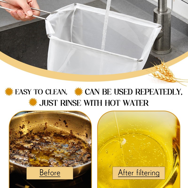 Honeydak 9 Inch Oil Fryer Filters with Stainless Steel Handle