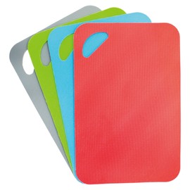 Jacent Plastic Cutting Board Set: 4 Count, Multicolored, Non-slip Mats for Meat and Vegetables, Non-Slip Cutting Mat, Chopping Board, Kitchen Prep Cutting Mat For Onions, Tomatoes, And More