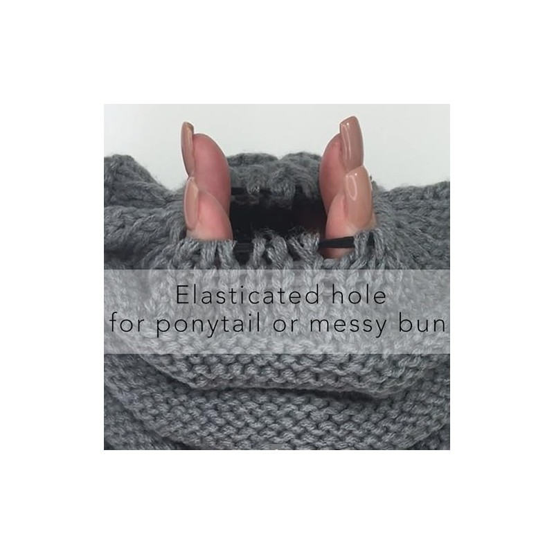 TOSKATOK Ladies Thermal Teddy Fleece Lined Ponytail Beanie Hat-Midgrey