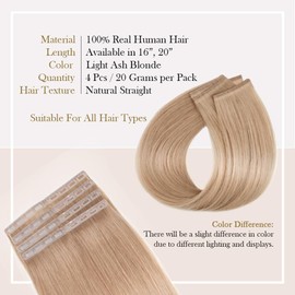 ZIPLOOKS | Naturelle Hair Extensions | Human Hair Extensions | Soft & Natural Hair Color | #20 Light Ash Blonde Highlights with ZTool Application, Damage-Free Hair & Scalp, 16 Inch, 4 Pcs 20g