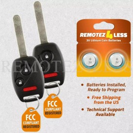 Remotez4less 2 For 2006 - 2017 Honda Civic Odyssey Remote Head Key 3B - N5F-S0084A