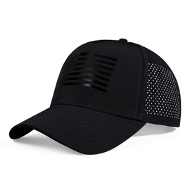 LiuSuper Black American Flag Hat Men Women Oversize XL XXL American Flag Trucker Hat for Running Golf Workout, Water-Resistant Snapback Baseball Cap Hats