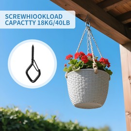 BUCOMTU Pack of 30 Stainless Steel Screw Hooks with Fuse, Black Screw Hooks, Hooks for Screws, Versatile Hooks for Fairy Loops, Plant Baskets and Wall Decorations