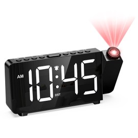 ORIA Projection Alarm Clock, Digital Alarm Clock for Bedroom with 180° Projector, Large Display Digital Clock, LED Clock with Adjustable Brightness & Volume, Snooze, DST, for Seniors Heavy Sleepers